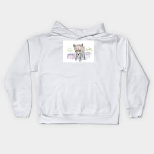 Little fox cub line drawing Kids Hoodie